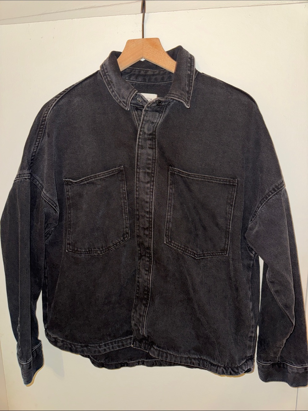 Zara Men's Washed Black Shirt Jacket